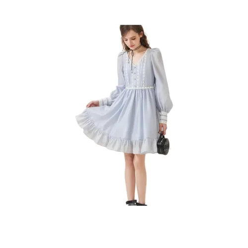 JORYAweekend Длинное платье с длинными рукавами женское звездно-синего цвета