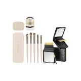 5 шт. Щетка для тени для глаз + Кейс для чистки щеток + Кисть для туши + Щипцы + Кубик для тональной основы + Щетка