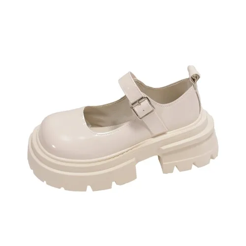 ALXNAN Грубый каблук Туфли Мэри Джейн Женские Экрю