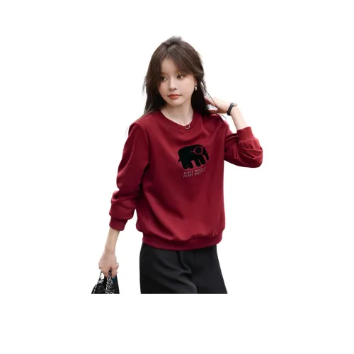 Mo Han Yi Mei Свитшот Женский Винтажный Красный