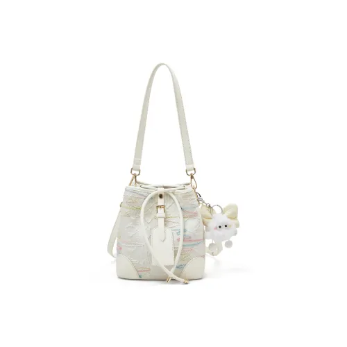 safiya Ткань Ведрообразные сумки Сумки через плечо Сумка через плечо Женская Белая