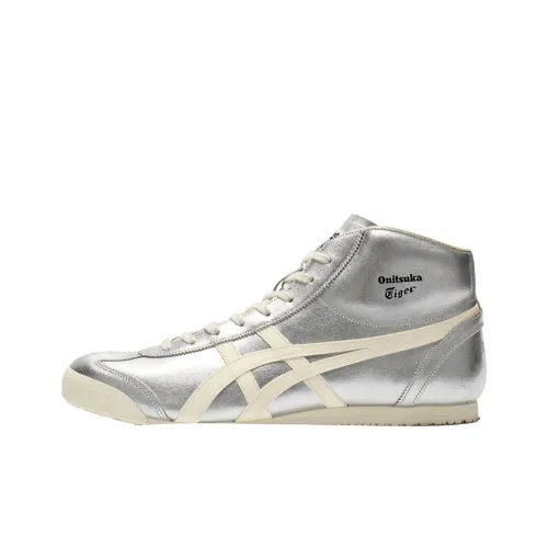 Onitsuka Tiger Mexico Mid Runner Устойчивый к истиранию MID Топ Casual Унисекс Серебряный