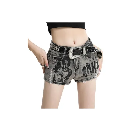 YEARNED Женские джинсовые шорты черно-серого цвета