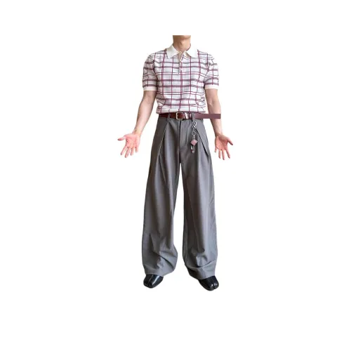 TUOFEI Красно-белый Клетчатый Унисекс Поло