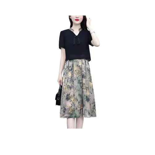 Flowers In Water Короткий рукав Платье Женское