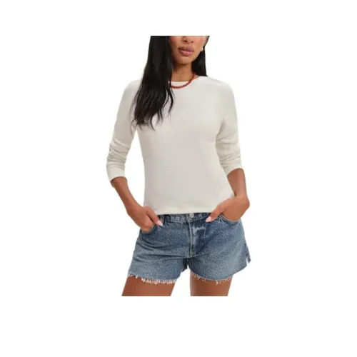 Reformation Белый Waffle Торт Женские Рубашки T