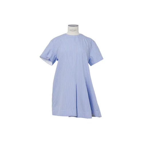 Sacai Синие полосы Женские Короткие Платья с рукавами