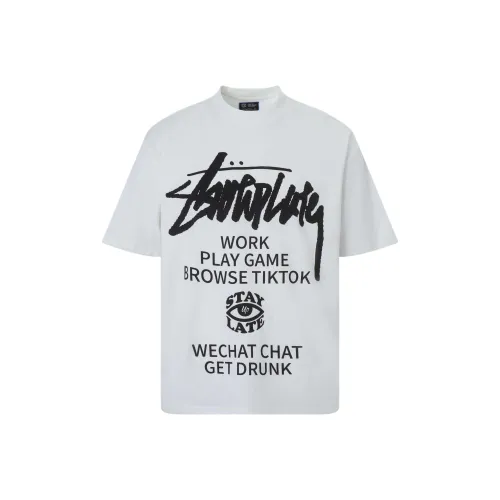 STAY UP LATE Белая унисекс футболка