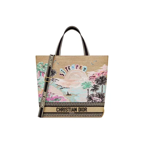 DIOR BookTote Хлопок Сумка Большая Женская Естественный Цвет Многоцветный