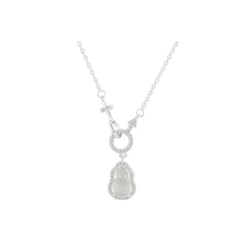 MUYAN Цветная глазурь Interlocking Круг Удача And Удача Нефритовый Ожерелье Женские