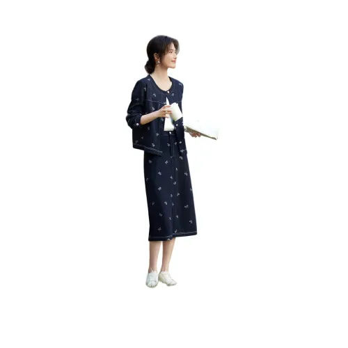 XWI Комплект с юбкой Женские Джинсовый синий