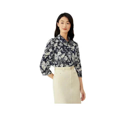 Yiner Глубокий морской синий Женские Рубашки