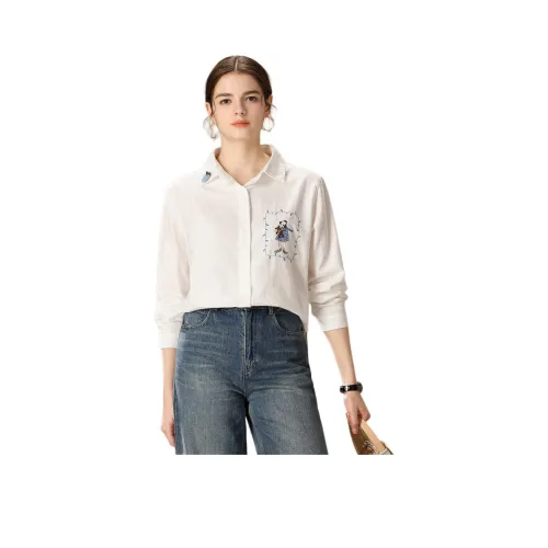 FENHONGMALI Рубашка Женская Белая