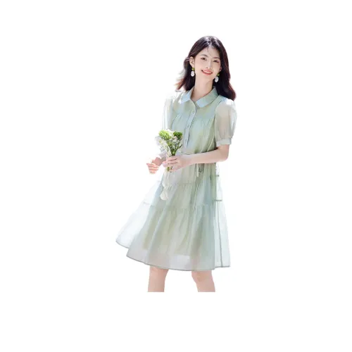 Still Quiet Короткий рукав Платье Женское