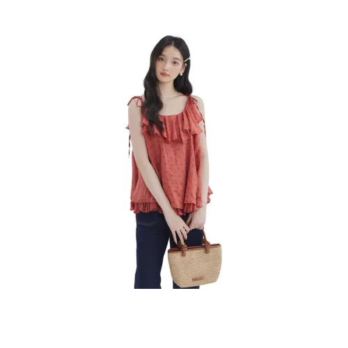 DEAR DEER PUFF Топ на бретелях Женский Красный