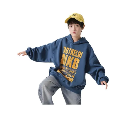 The panda is round С капюшоном Принт Заголовные буквы Свободный покрой Hip Hop Флис Повседневный Детский