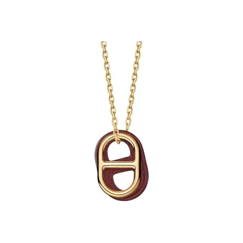 HERMES O'Maillon Кожа Ожерелья Унисекс Золото