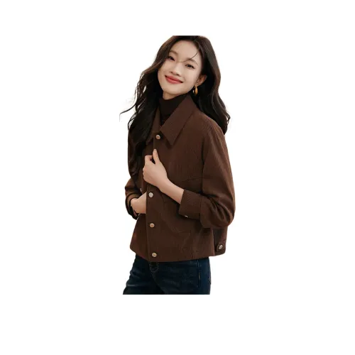 Mo Han Yi Mei Куртки Пальто Женские Кофе