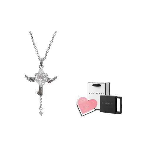 VIVIWELL Ожерелье Серебристо-белый Циркон Женское