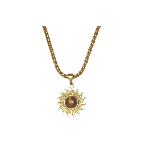 KING OF BLING Титановая сталь ожерелье с камнем тигровый глаз унисекс удача