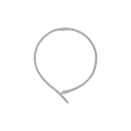 BVLGARI SERPENTI VIPER 18К Белое золото с алмазами ожерелье унисекс серебряное