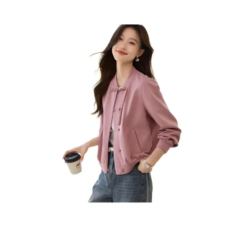 Mo Han Yi Mei Бейсбольная куртка Женская Серый Розовый