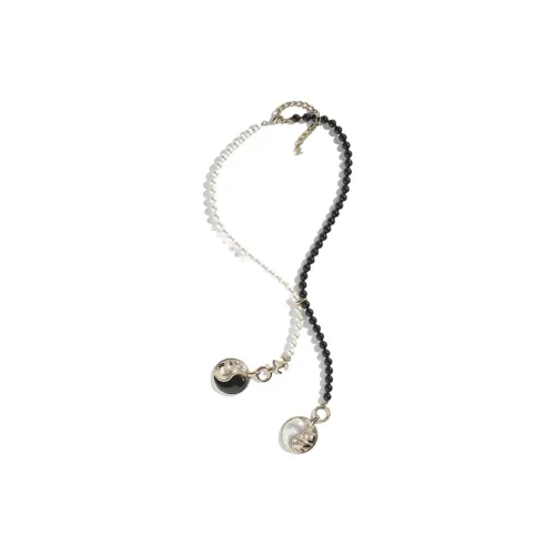 CHANEL Cruise Металл Смола Искусственный Жемчуг Ожерелья Женские Черный Белый