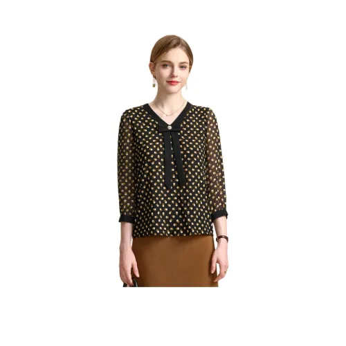 FENHONGMALI Рубашка Женская Черная