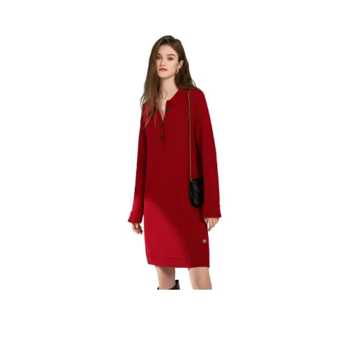 Bethine Длинное платье с длинными рукавами женское классическое красное