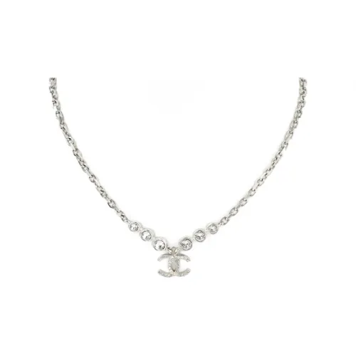 CHANEL 21B Fall Стразы Ожерелье Серебряное Женское