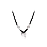 Ожерелье с бантом - черное