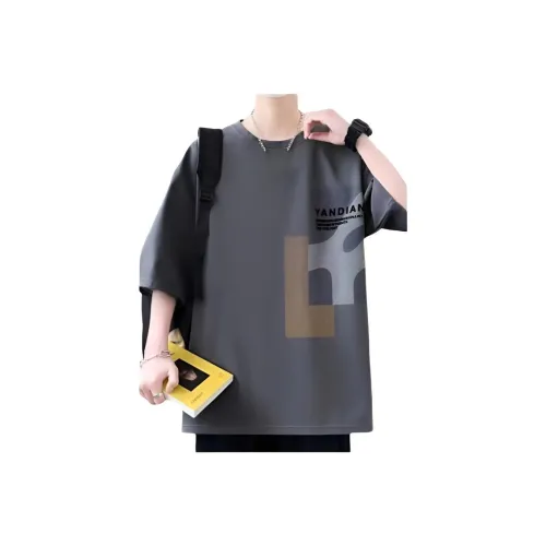 Wooden Rabbit Мужская Модная Китайская Мода T-Рубашка Универсальная Однотонная Роскошная Рубашка Унисекс