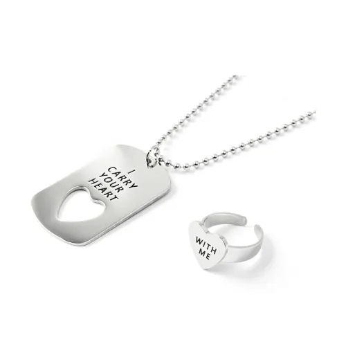PCMY Сердце Подвеска Кольцо Ожерелье Комбинация Серебряные Аксессуары Унисекс