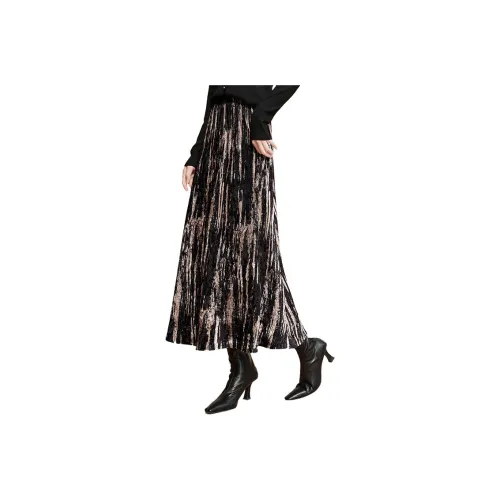 Cypress House Повседневный Длинный Юбка Женские Черный Золото