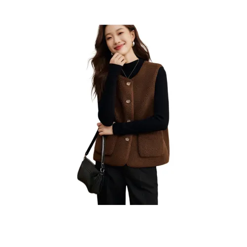 Mo Han Yi Mei Жилет Женский Темно-Кофейный