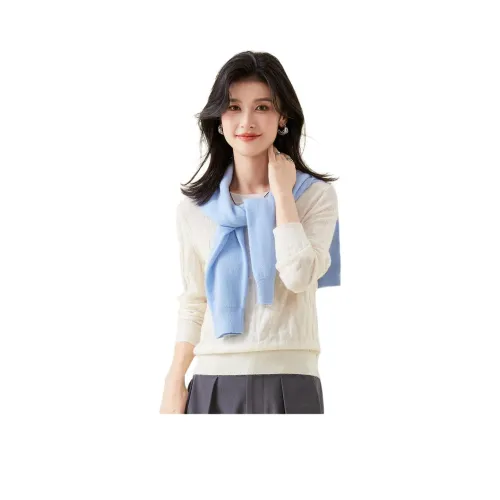 JINJU Кашемир Свитер Женская Белая