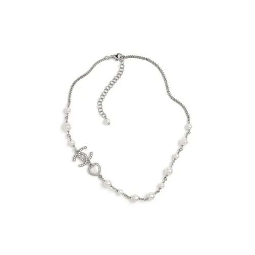 CHANEL Double C Металлические ожерелья Женское серебро