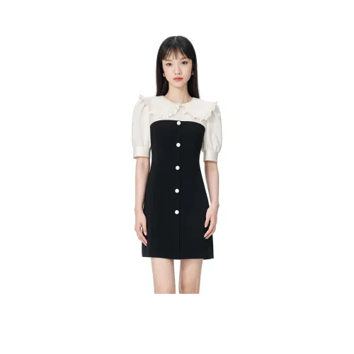 Caroline Короткий рукав Платье Женское Черное