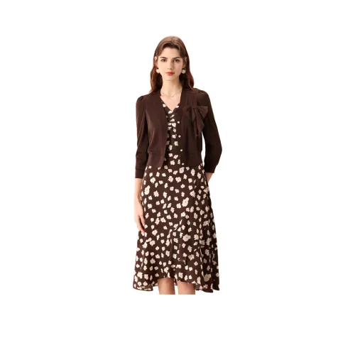 FENHONGMALI Комплект с юбкой Женские Мокко