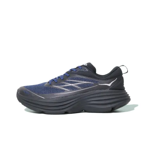 HOKA ONE ONE Bondi 8 Устойчивые к истиранию Низкие Беговые кроссовки Мужские Черные Синие