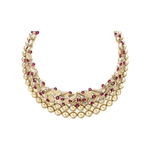 Cartier Колье Grain De Café Желтое Золото, Платина, Рубеллиты, Бриллианты