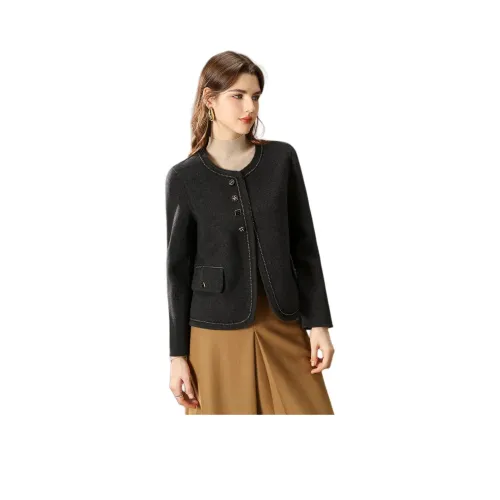 FENHONGMALI Cropped Jacket Женская Черный Серый