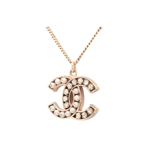 CHANEL CC Золотое Покрытие Стразы Искусственный Жемчуг Ожерелье Женское Золотое