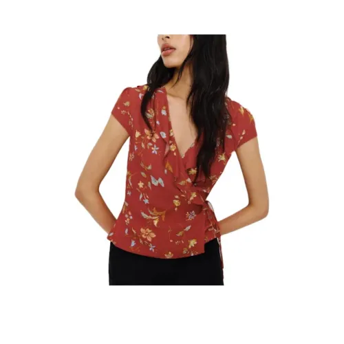 Reformation Женские рубашки с красным цветочным принтом