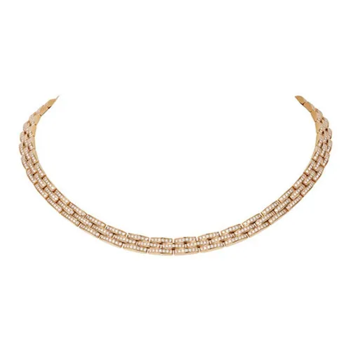 Cartier Колье Maillon Panthère, Тонкая Модель, 3 Ряда Паве Розовое Золото, Бриллианты