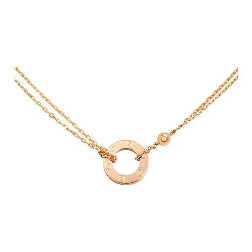 Cartier Колье LOVE, 2 Бриллианта Розовое Золото, Бриллианты