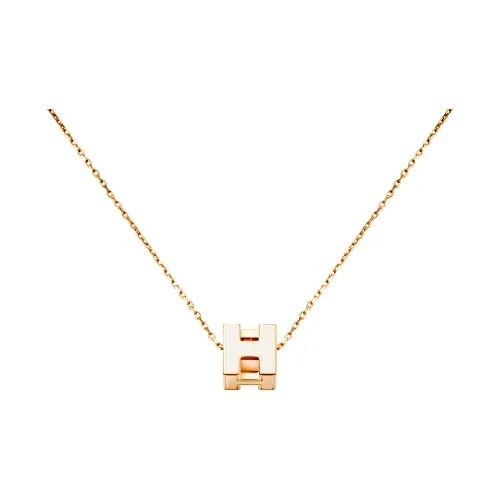 HERMES Cage d'H Золотое Покрытие Ожерелья Женские Золото