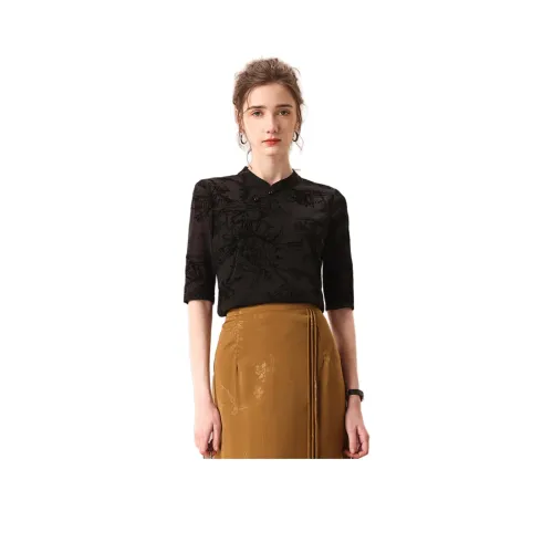 FENHONGMALI Рубашка Женская Черная