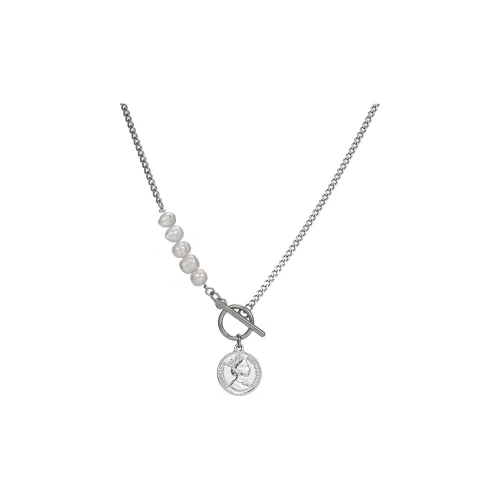 FOREVER MELODY Титановая сталь искусственный жемчужный раковина ожерелья унисекс серебряный