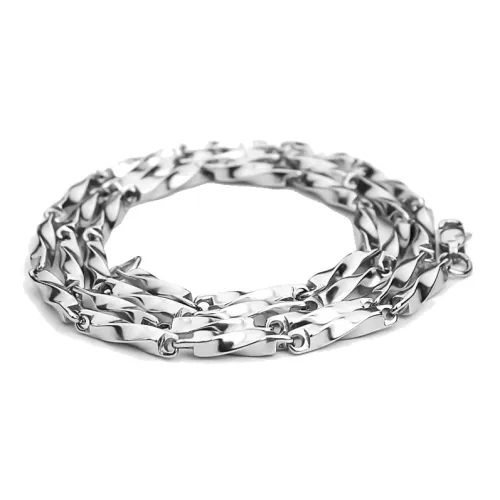 Kelanxi Титановые стальные ожерелья унисекс серебряные